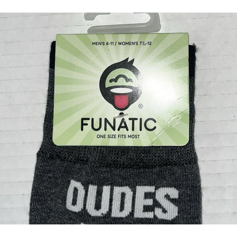 NWT Funatic Socks Unisex OS Gray Dudes Taste Better Gay Pride LGBTQ RAINBOW‎